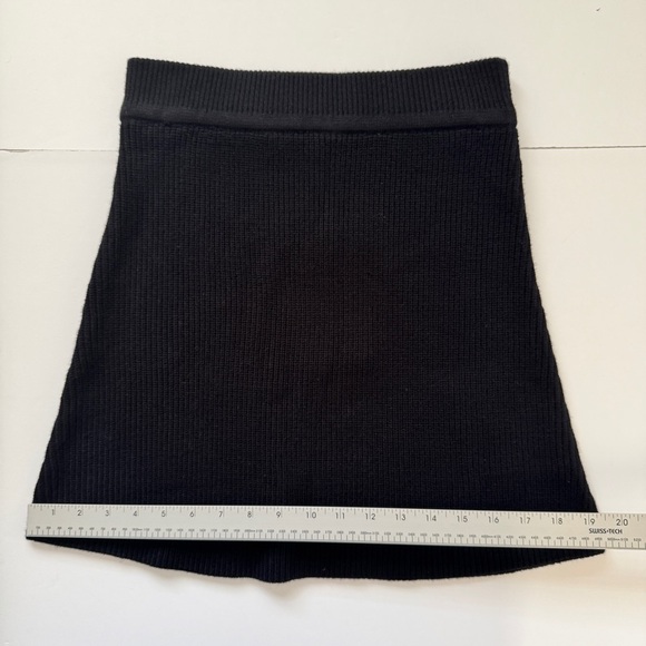 NWT Zara Knit Skirt Elastic Waistband Ribbed Trim Black Academia Soft Sz S - Picture 9 of 11